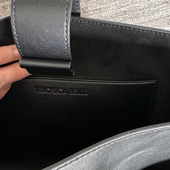 Veronica Beard Black Leather Bucket Shoulder Bag with Gold Hardware - Picture 6 of 7